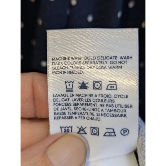 Lands' End Tencel Cotton Modal Polka Dot Surplice Maxi Dress Women Sz L/P - Picture 8 of 8